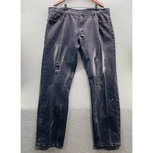 Akoo Men's Black Distressed Big Oak Fits Denim Jeans Size 42 (A8)